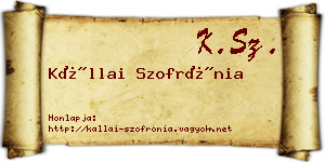 Kállai Szofrónia névjegykártya